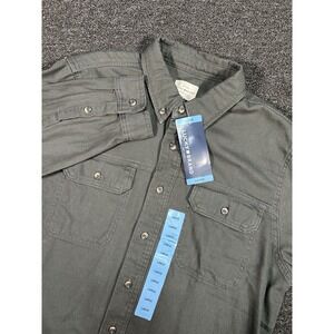 New Lucky Brand Denim Shacket Men's Large Green Work Flap Pockets Western Cotton